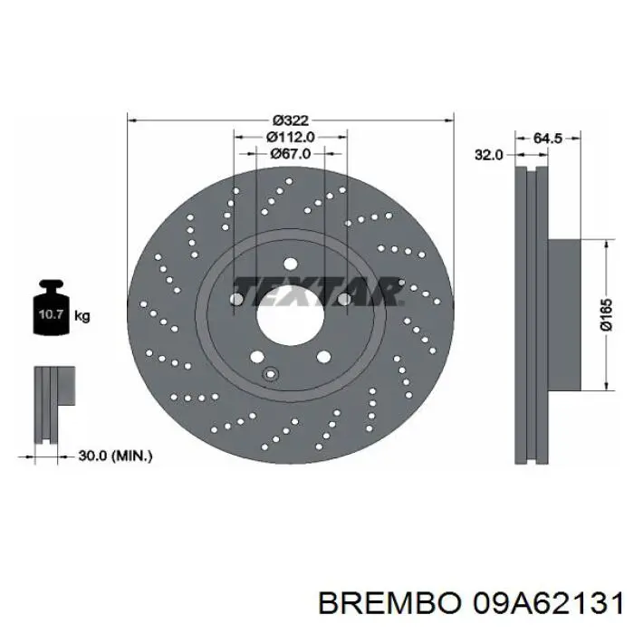Диск переднього гальма Brembo 09A62131 ціна, від 89.32 USD