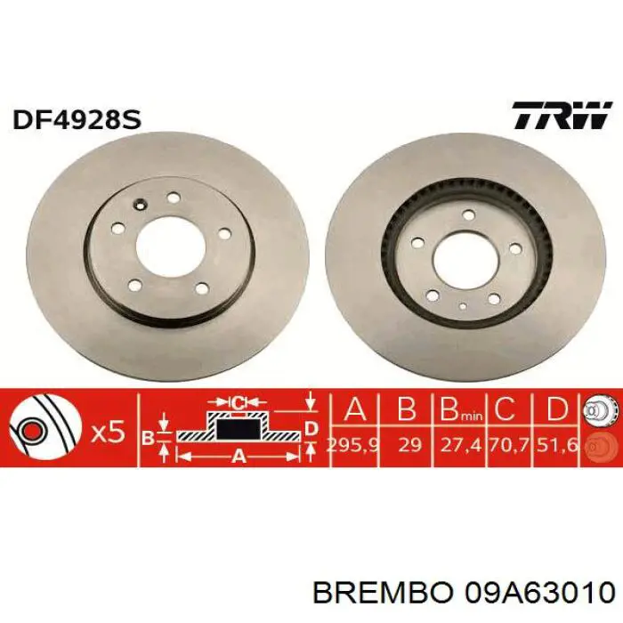 09A63010 Brembo Гальмо дискове переднє
