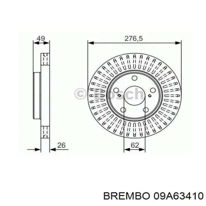 09A63410 Brembo Гальмо дискове переднє
