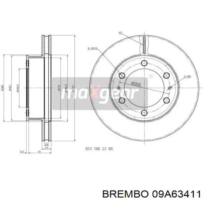 09A63411 Brembo диск гальмівний передній