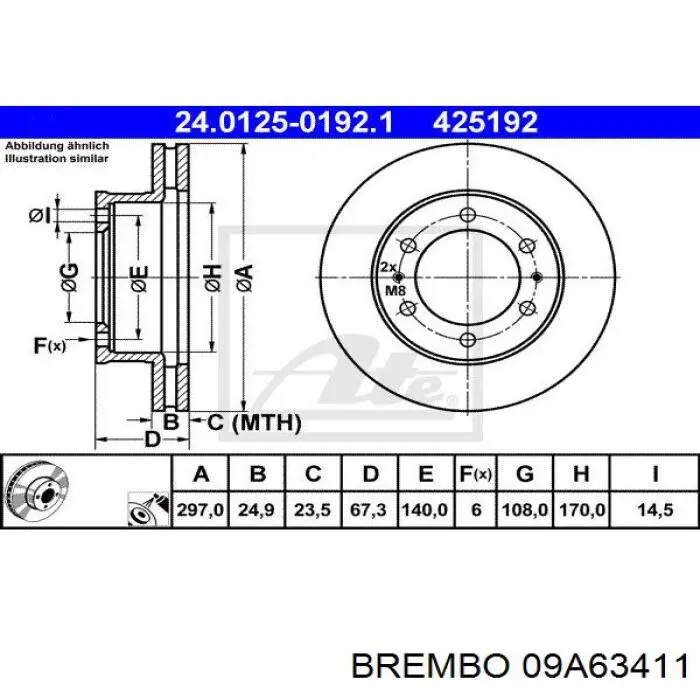 09A63411 Brembo Гальмо дискове переднє