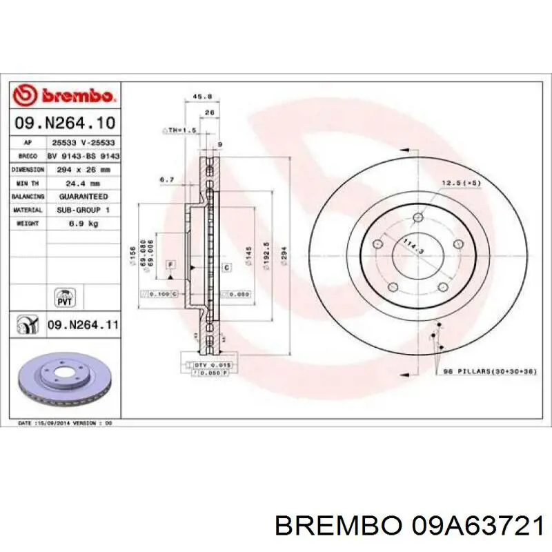 Гальмівні диски передні 09A63721 Brembo