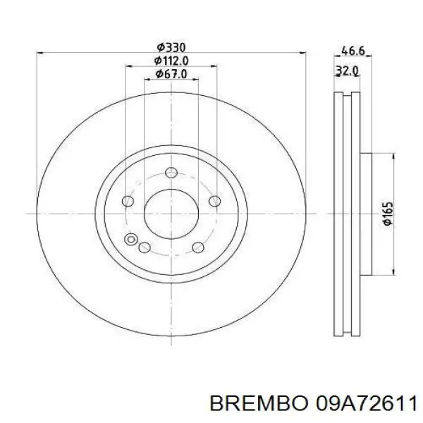 Купити 09A72611 Brembo Ротор гальмівний