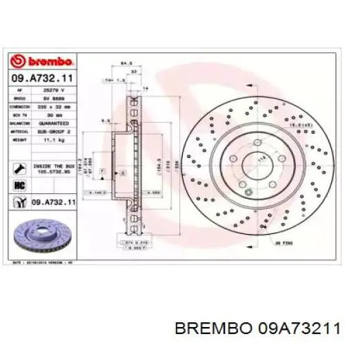09A73211 Brembo Гальмо дискове переднє