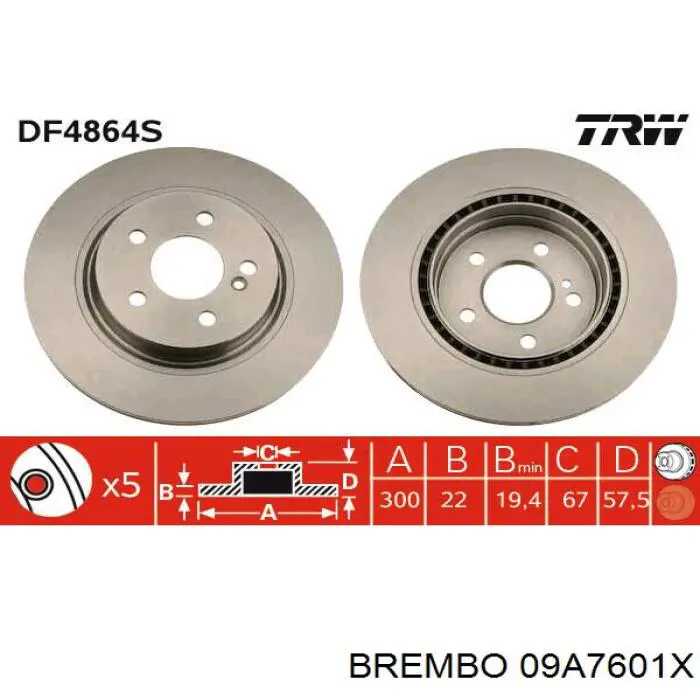 Гальмівні диски 09A7601X Brembo