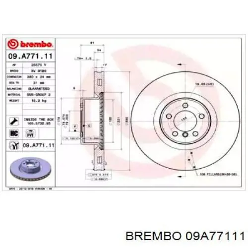 09A77111 Brembo Гальмо дискове переднє