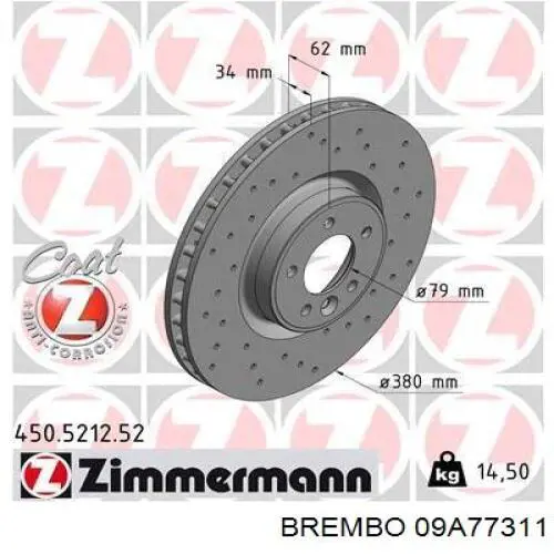 Купити 09A77311 Brembo Ротор гальмівний