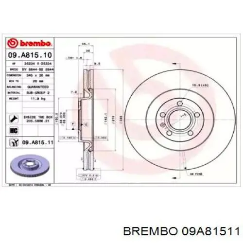 Гальмівні диски передні 09A81511 Brembo