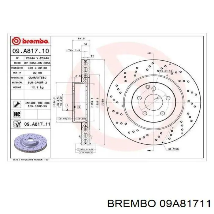 Гальмівні диски передні 09A81711 Brembo