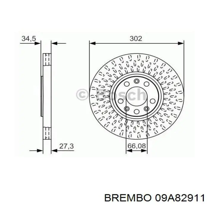 Диск гальмівний передній Brembo 09A82911