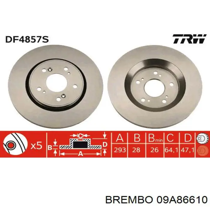 09A86610 Brembo Гальмо дискове переднє