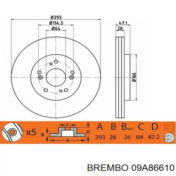 Купити 09A86610 Brembo Ротор гальмівний