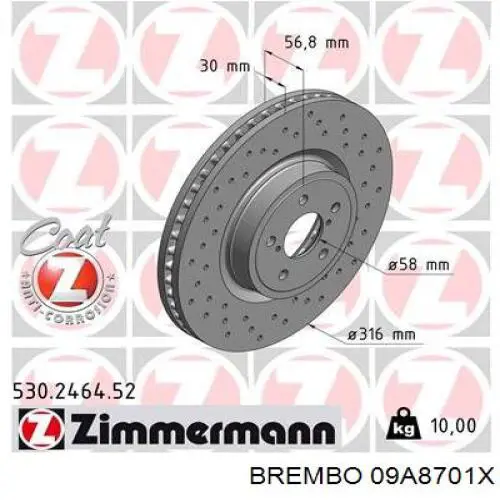 09A8701X Brembo Гальмо дискове переднє