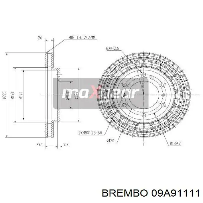 09A91111 Brembo Гальмо дискове переднє