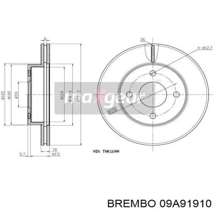 Диск переднього гальма Brembo 09A91910 ціна, від 18.55 USD