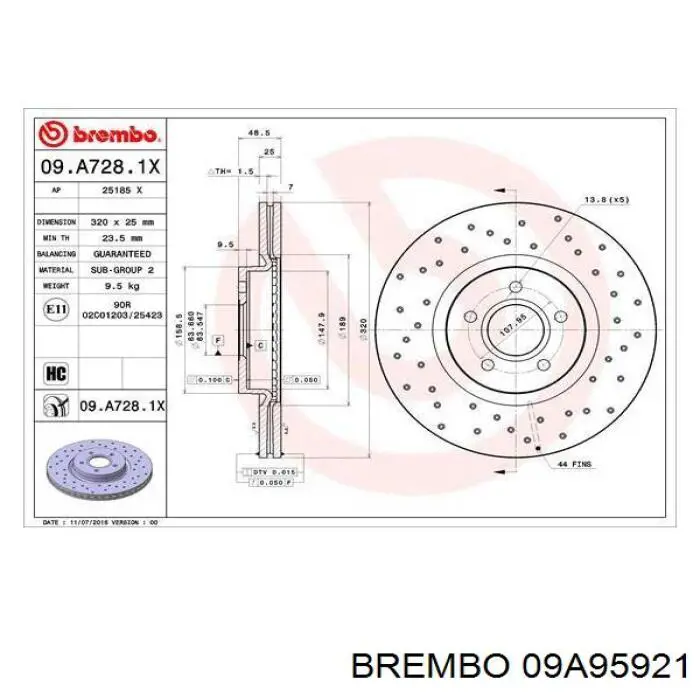 09A95921 Brembo Дискові гальма