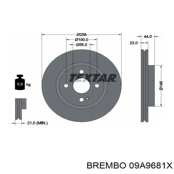 Диск гальмівний передній DG8033251A Ford