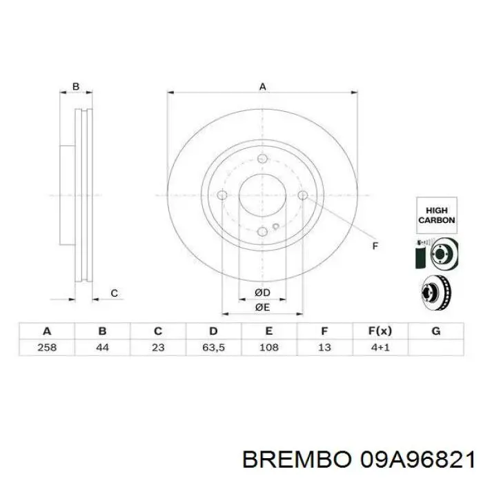 Купити 09A96821 Brembo Ротор гальмівний