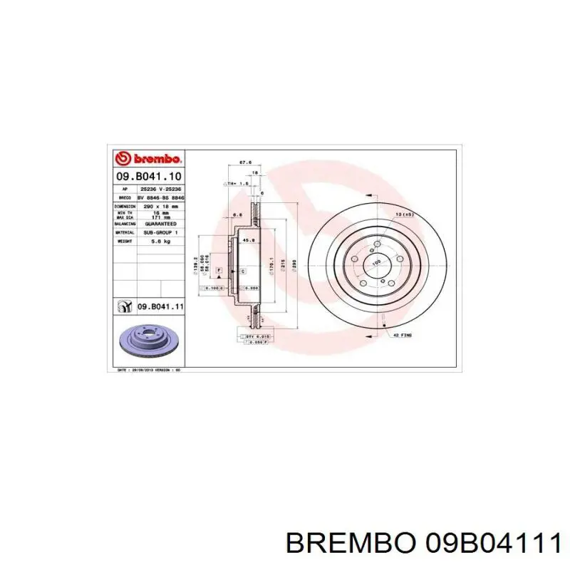 Задні дискові гальма Brembo 09B04111 ціна, від 39.38 USD
