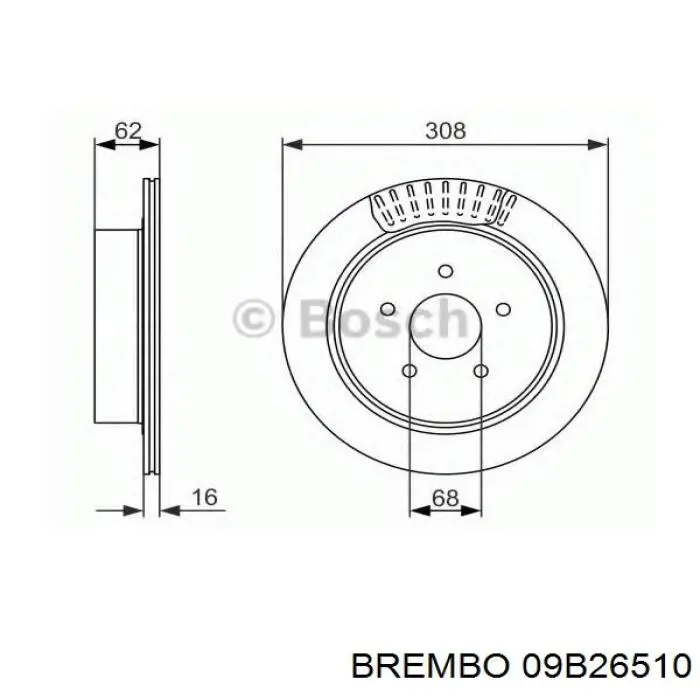 09B26510 Brembo диск гальмівний задній