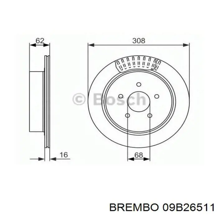 Купити 09B26511 Brembo Диск заднього гальма