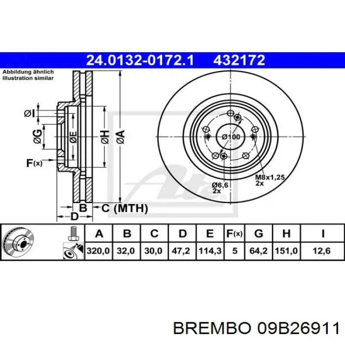 09B26911 Brembo Гальмо дискове переднє