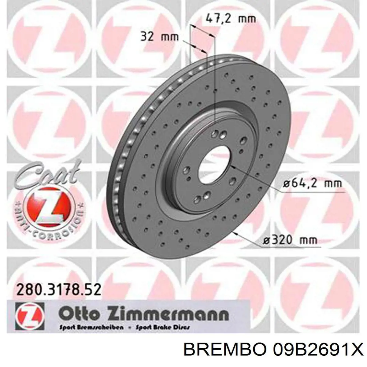 09B2691X Brembo Гальмо дискове переднє