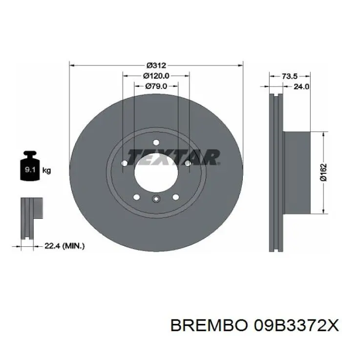 Гальмівні диски передні 09B3372X Brembo