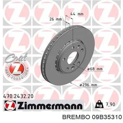 Купити 09B35310 Brembo Ротор гальмівний