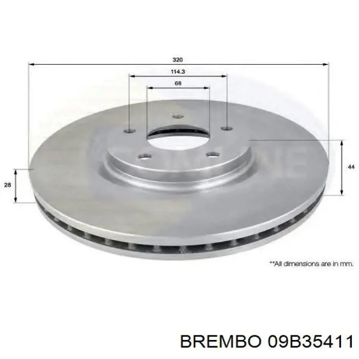 Диск переднього гальма Brembo 09B35411 ціна, від 63.74 USD