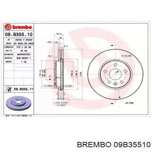 Диск переднього гальма Brembo 09B35510 ціна, від 51.40 USD