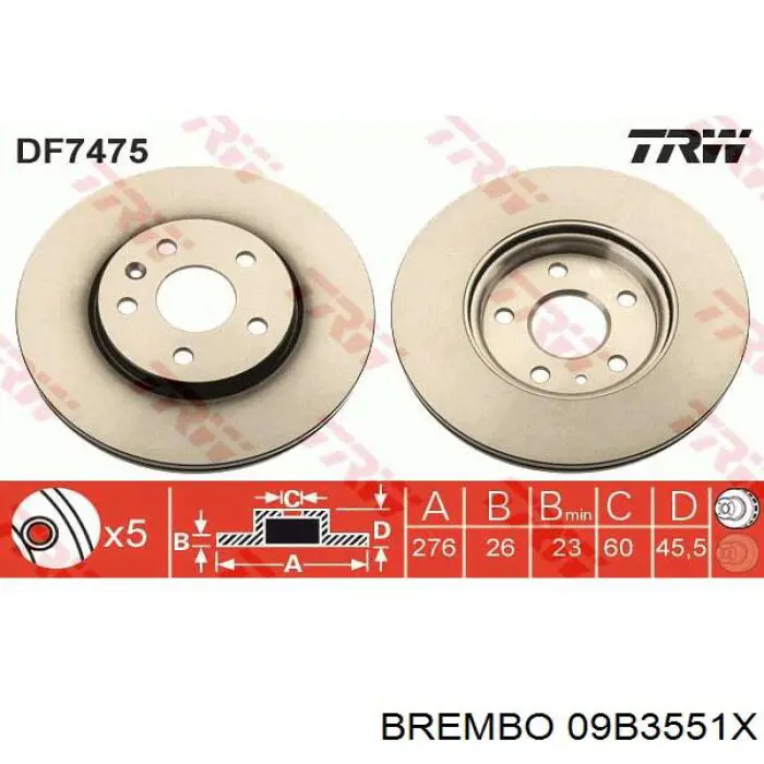 09B3551X Brembo Гальмо дискове переднє
