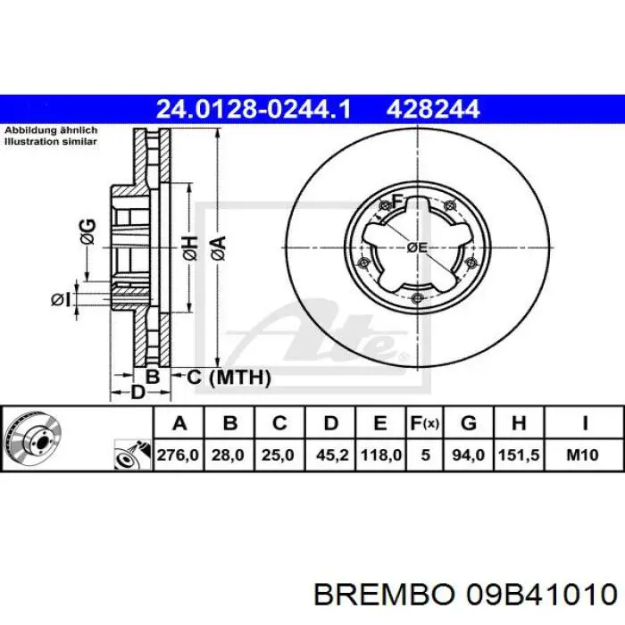 09B41010 Brembo Гальмо дискове переднє