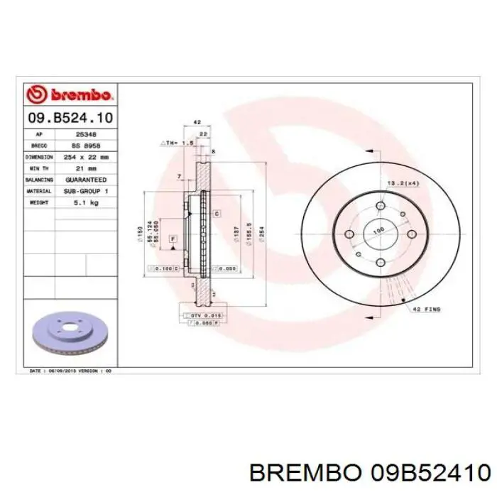 09B52410 Brembo диск гальмівний передній