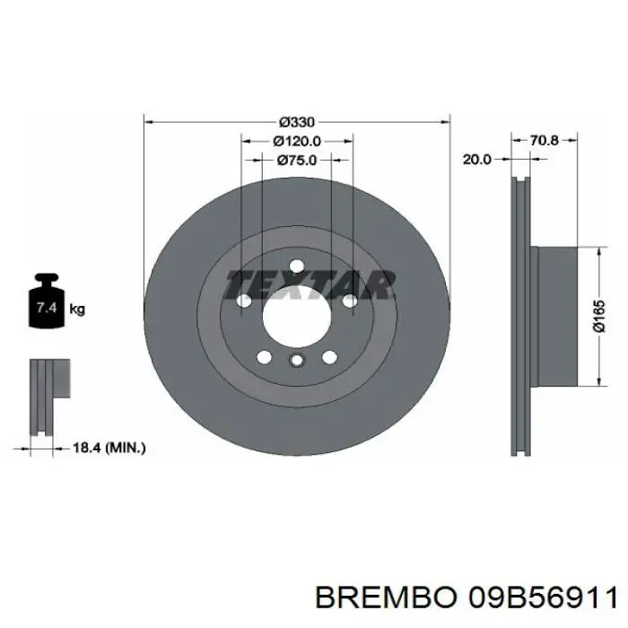 Задні дискові гальма Brembo 09B56911 ціна, від 68.38 USD