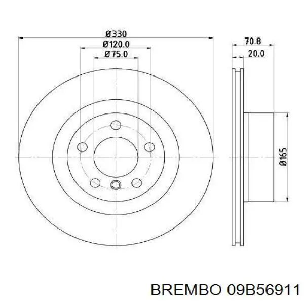 Диск гальмівний задній 09B56911 Brembo