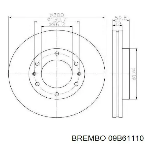 Диск гальмівний передній Brembo 09B61110