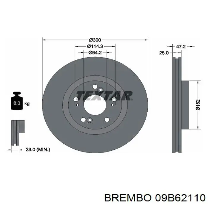 09B62110 Brembo диск гальмівний передній