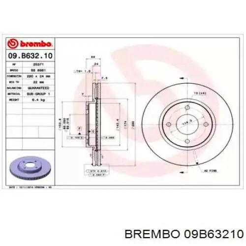 Купити 09B63210 Brembo Ротор гальмівний