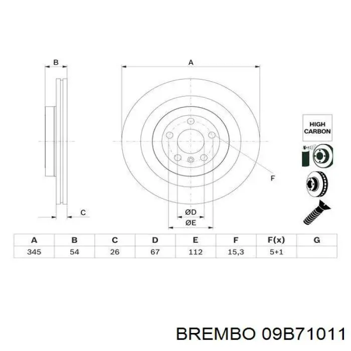 Диск гальмівний задній 09B71011 Brembo