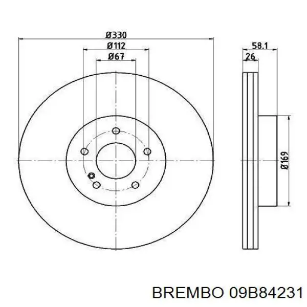 Диск гальмівний задній Brembo 09B84231