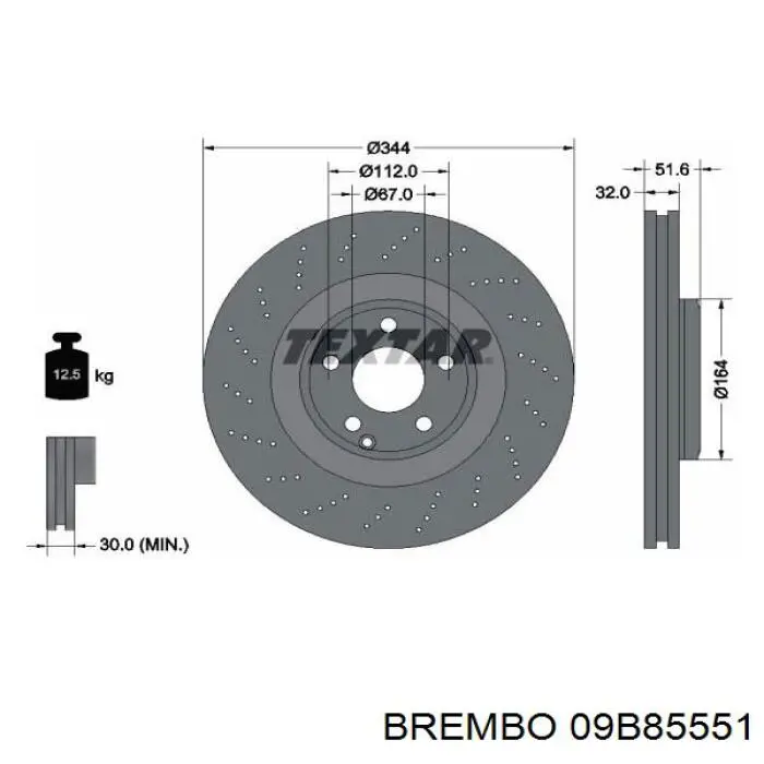 Диск переднього гальма Brembo 09B85551 ціна, від 116.35 USD