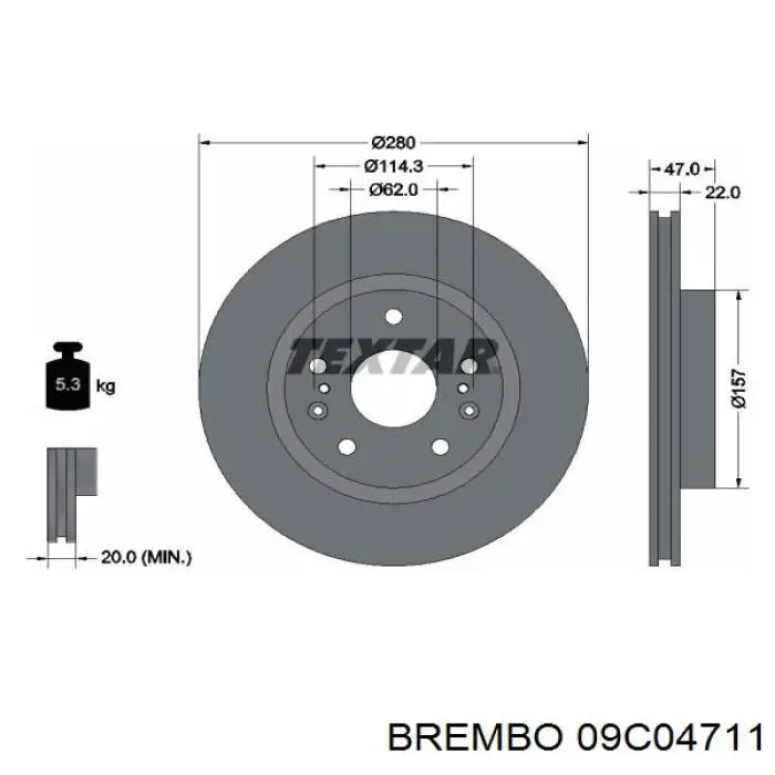 Диск переднього гальма Brembo 09C04711 ціна, від 47.01 USD
