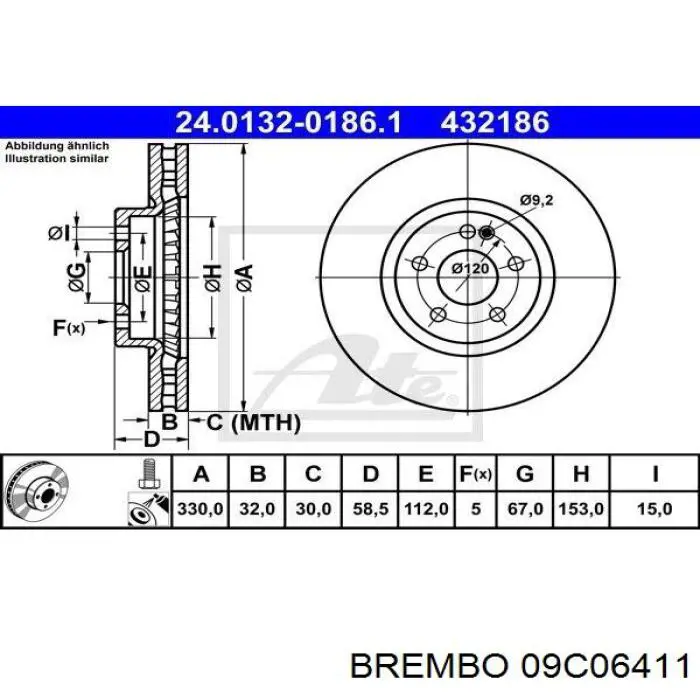 Диск гальмівний передній Brembo 09C06411