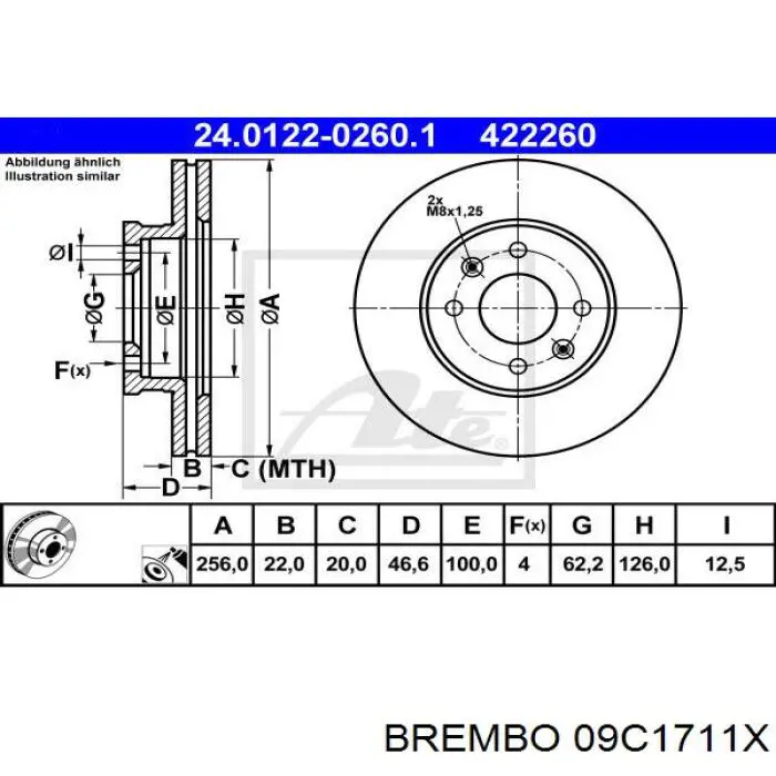 Гальмівні диски передні 09C1711X Brembo