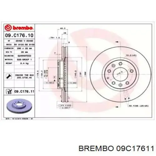 09C17611 Brembo диск гальмівний передній