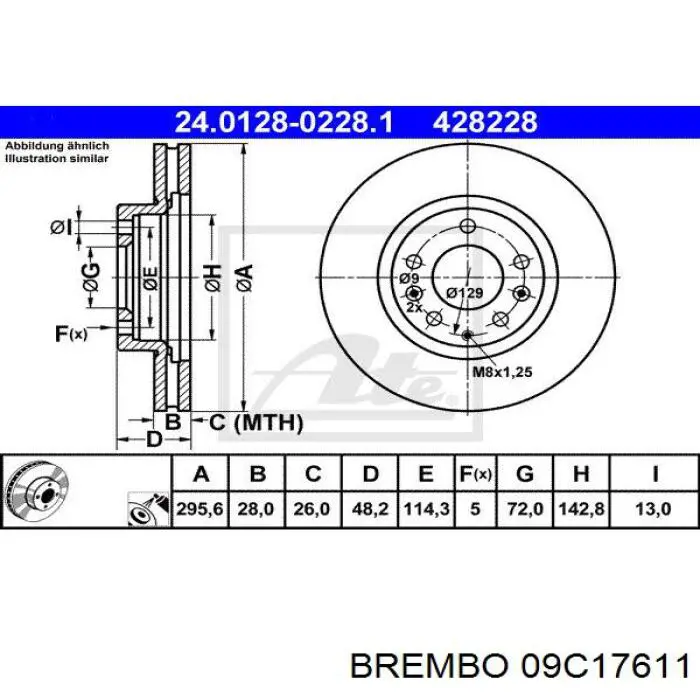 09C17611 Brembo Гальмо дискове переднє