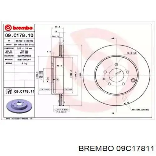 Диск гальмівний задній 09C17811 Brembo