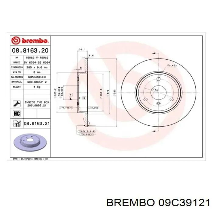Диск гальмівний передній Blue Print ADM543135