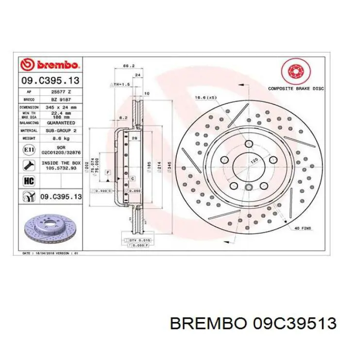 09C39513 Brembo Дискові гальма